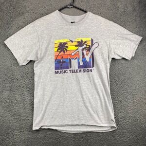 MTV‎ Music Television T Shirt Men's Small Gray Short Sleeve Graphic Logo Tee